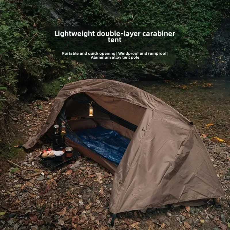 Camping tent equipment Portable mosquito net-free installation Single soldier net Hiking speed open aluminum pole throw account