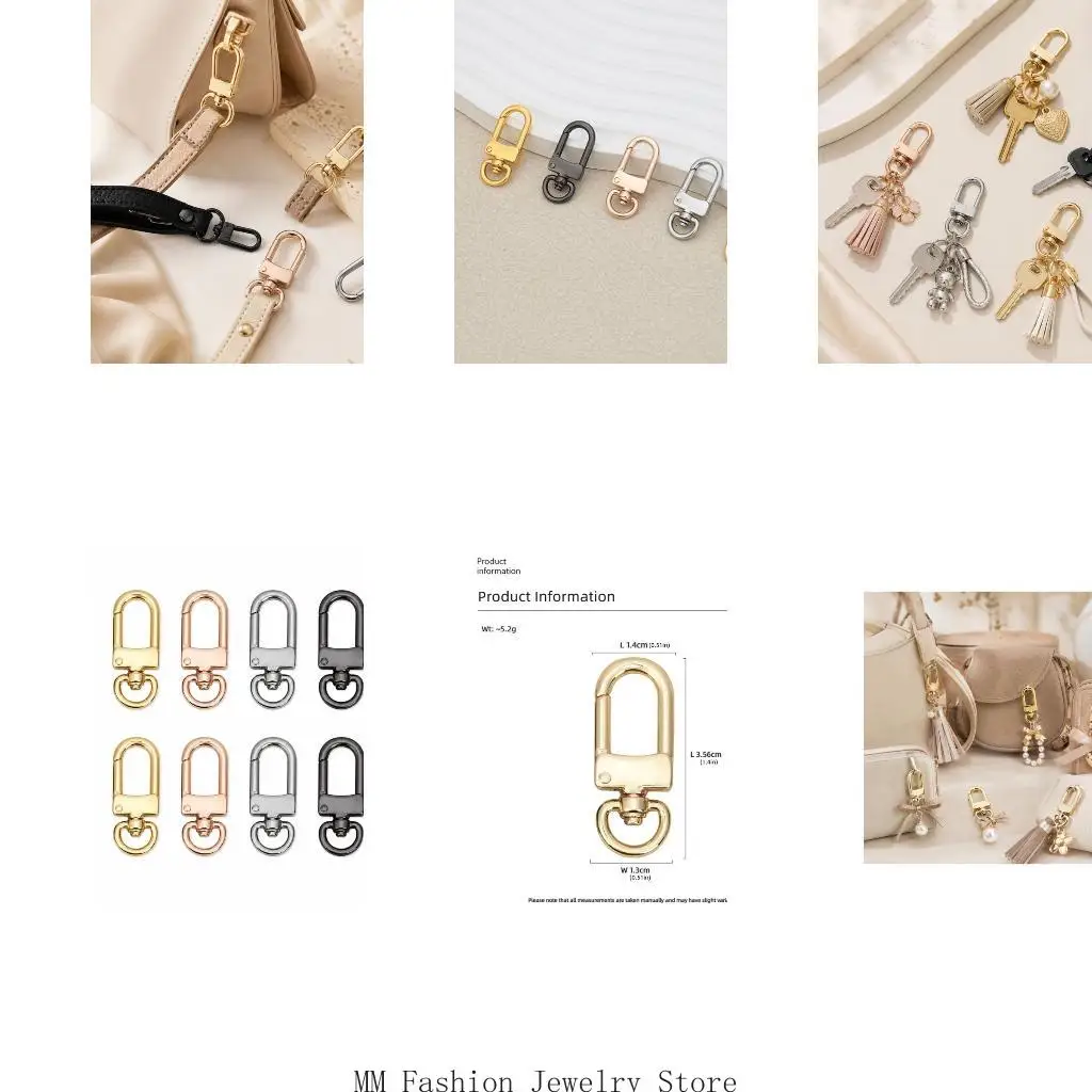Zipper Pull Clasp Hook Set with 8 Gold Tone Connectors D0UB