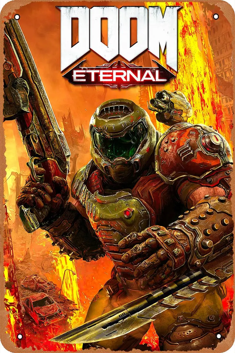 Karxusy Doom – Doomguy Game Filmplakat, Vintage-Look, Metallschild für Bar, Männerhöhle, Garage, Schlafzimmer, Zuhause, Wandkunst, Dekor, Geschenk, Retro