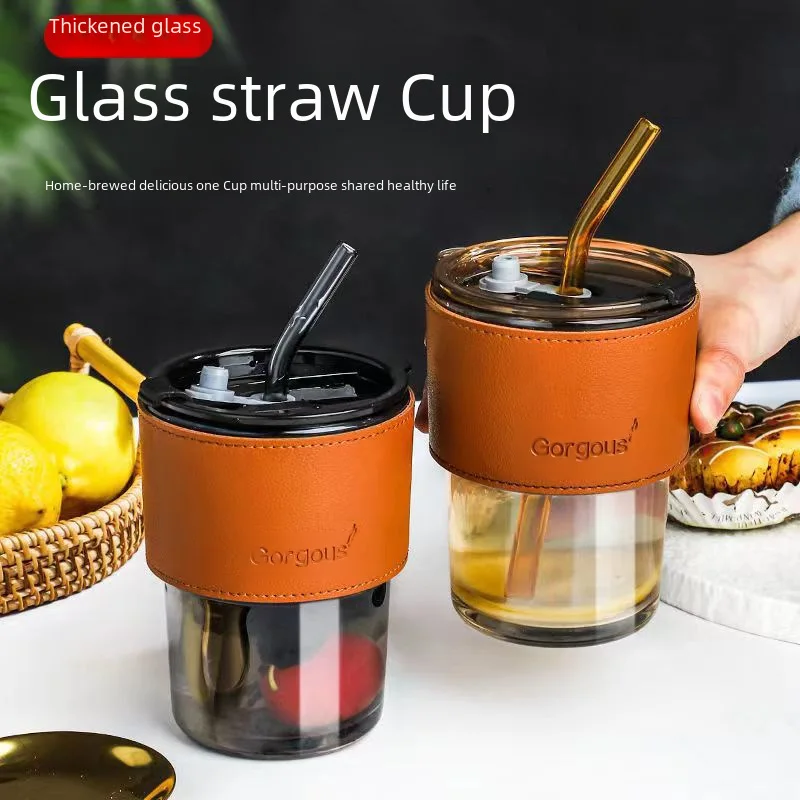 Internet celebrity bamboo cup ins Wind straw coffee cup gift with hand gift printed logo glass water Cup Acotar Enamel mug Weird