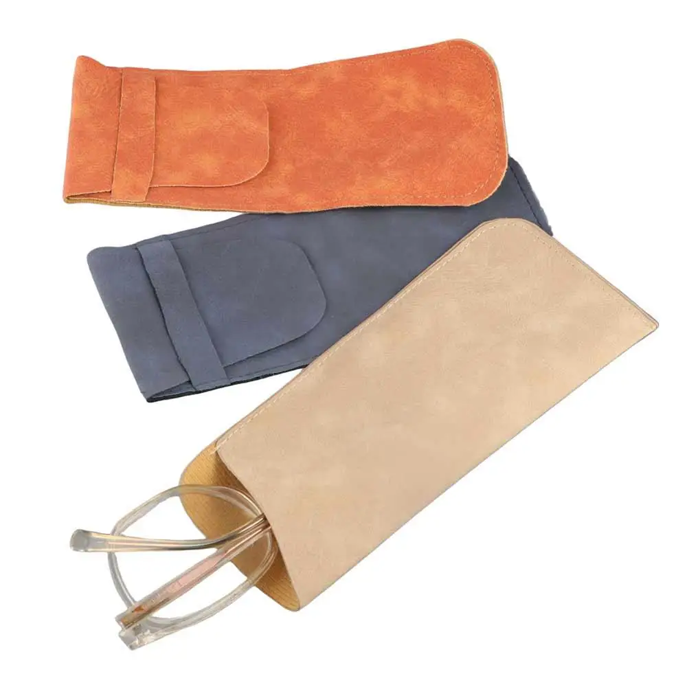 Rectangle PU Leather Glasses Bag Covered Velvet Lining Sunglasses Bag Solid Color Simple Style Eyeglasses Holder Jewelry Packing