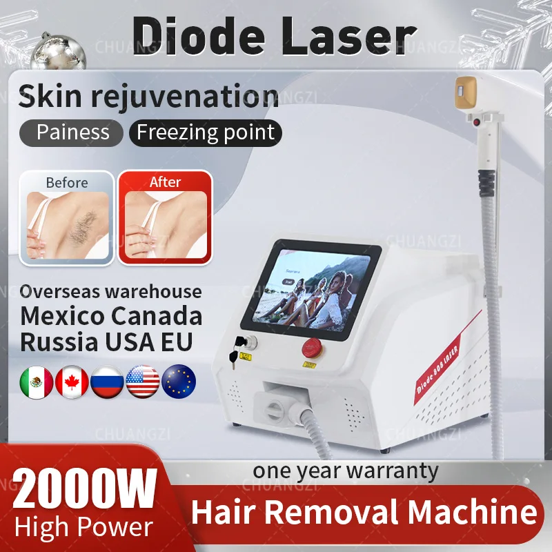 

Diode Laser Hair Removal Machine 3 Wavelength 755 808nm 1064 Permanent Painless 2000W 1600W