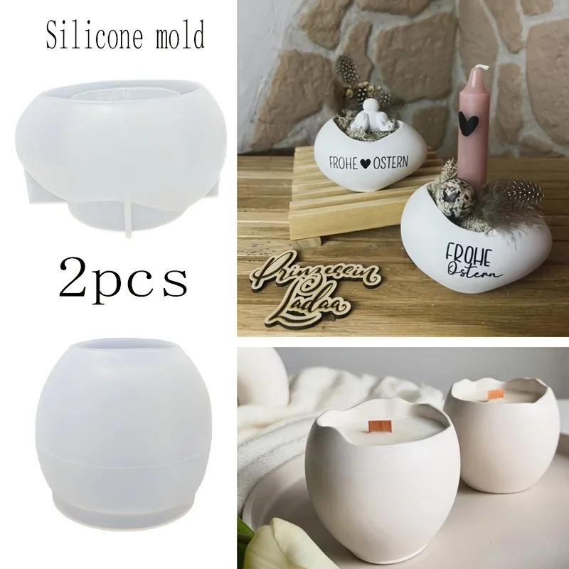 2pcs Resin Silicone Molds Eggshell Storage Cup Silicone Mold
