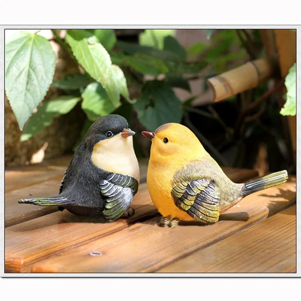 2 Resin Vivid Birds Statue Figurine Model home and garden Decor Ornament Gift