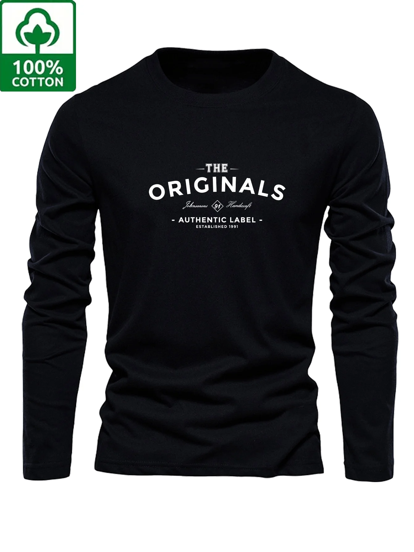 Mens 100 Pure Cotton Long Sleeve T Shirt Milan Italian Pattern Print Crew Neck Standard Size Machine Washable Comfortable Fashio