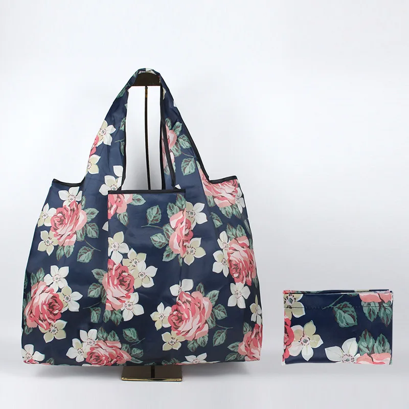 Reusable Eco-Friendly Floral Grocery Foldable Shopping Bag Large Capacity Premium Lightweight Folding Tote Waterproof