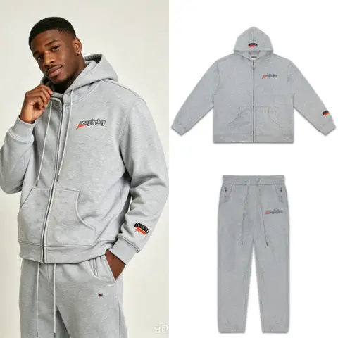New Rough Play Star Embroidery Zip‑Up Hoodie Unisex Loose Full Zip Street Hooded Jacket