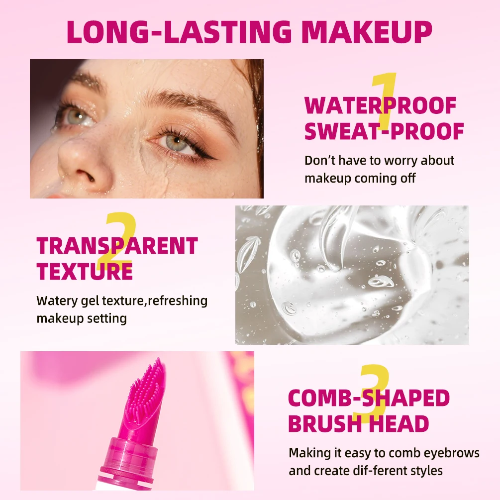 QIBEST New Design Comb-shaped Brush Head Transparent Eyebrow Styling Gel Lasting Fixing Clear Eyebrow Styling Cream Cosmetics