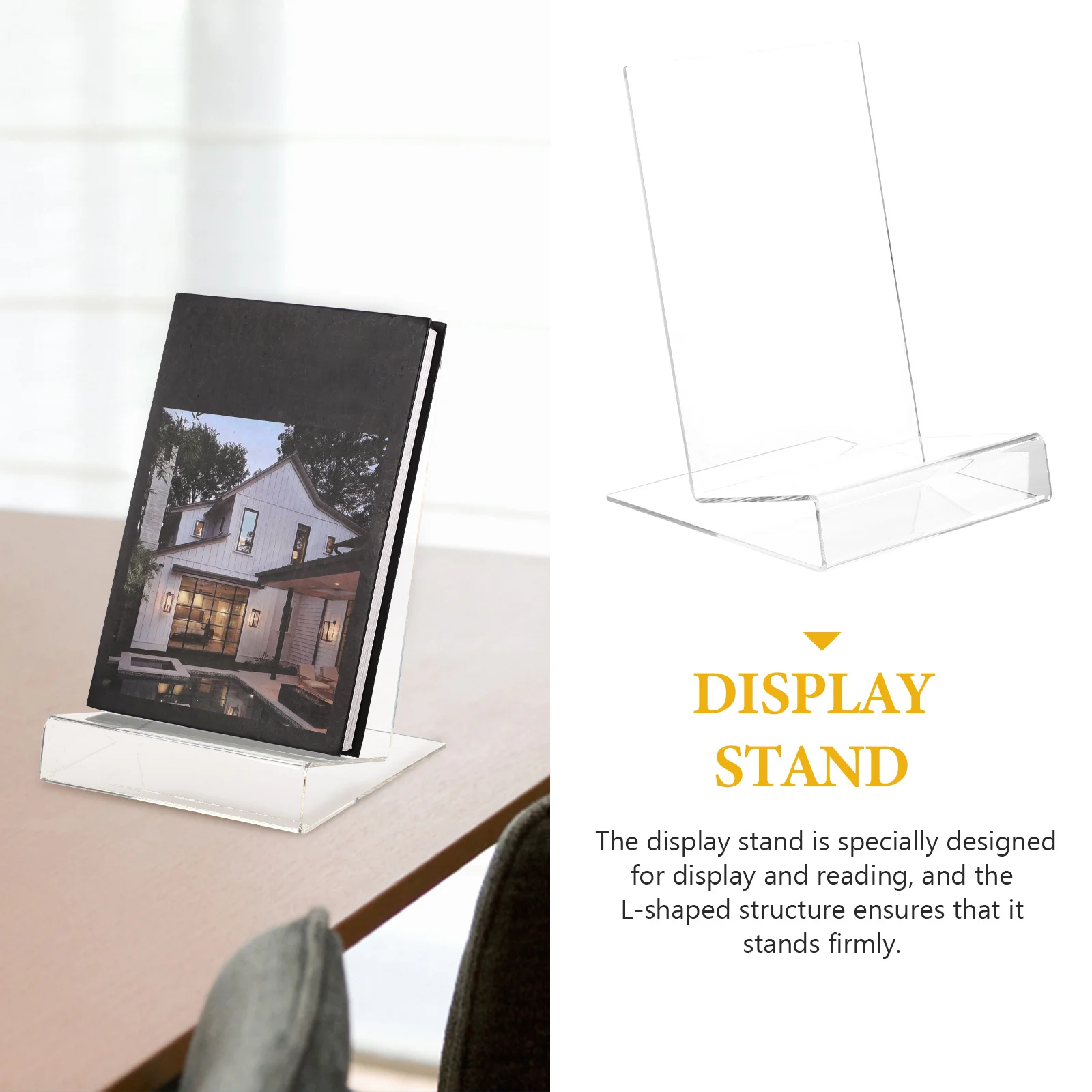 

Book Stand Acrylic L Shape Display Stand for Books Albums Artwork Cds Tablets Transparent Desktop Book Holder Display Holder