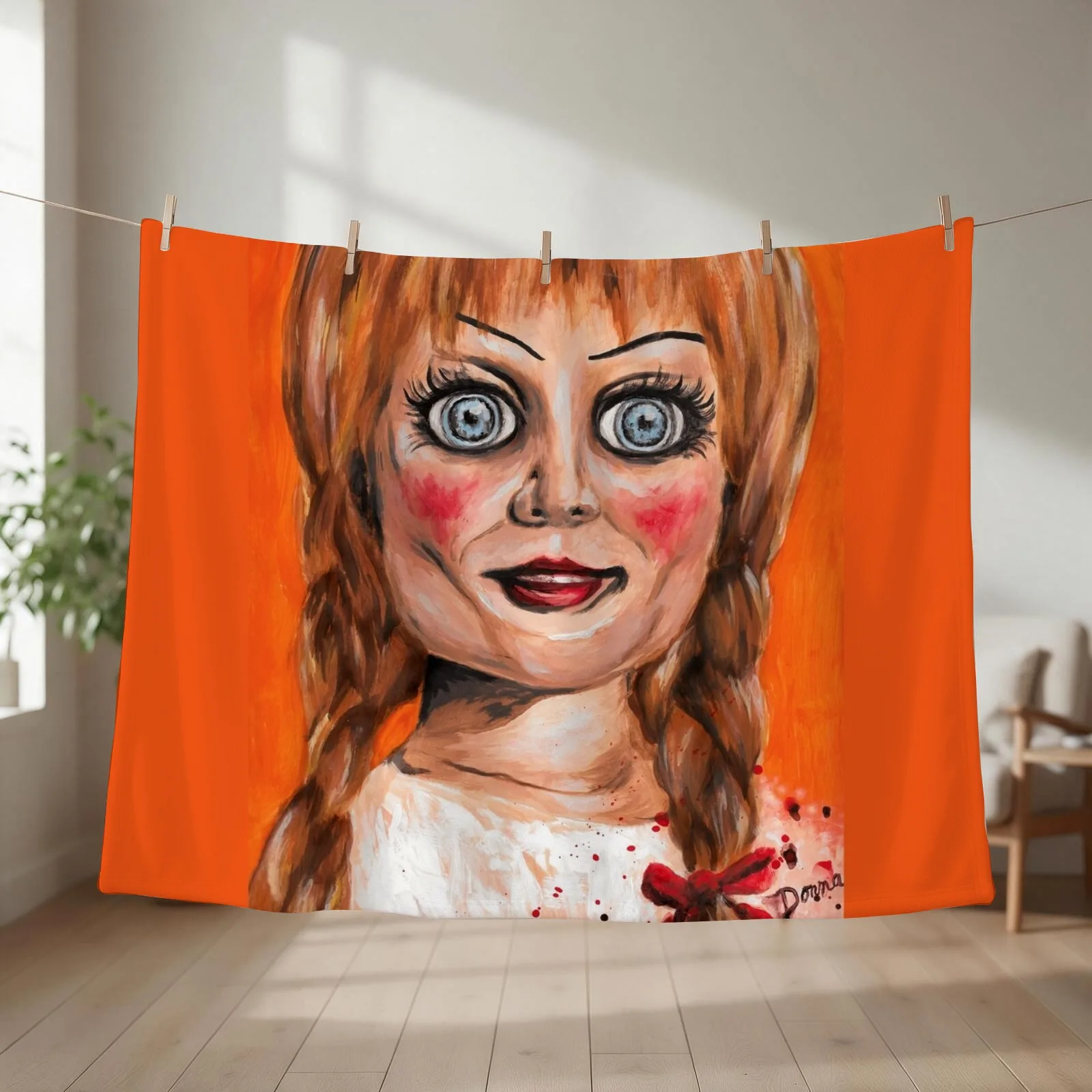 Annabelle Horror Doll Throw Blanket Sleeping Bag Cute Plaid Custom Hairys Blankets