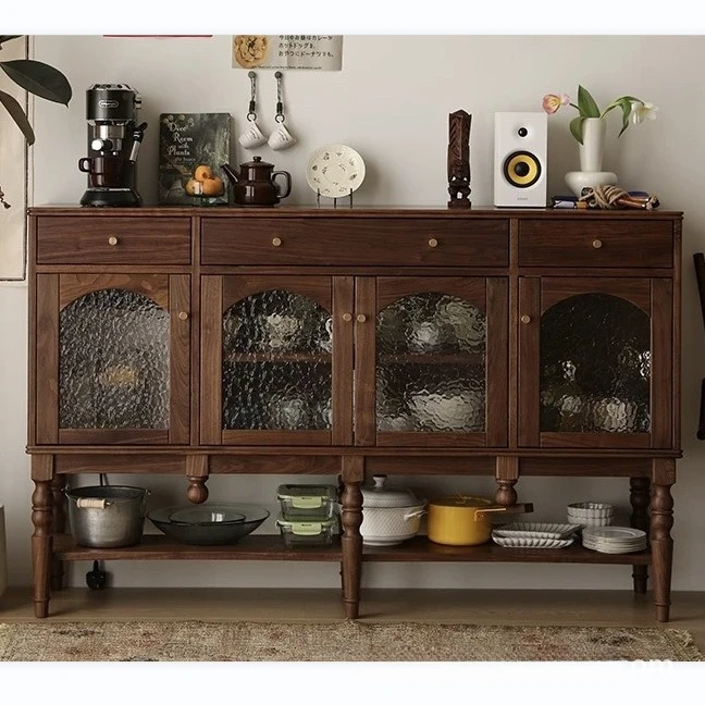 Black walnut side cabinet retro vertical closet