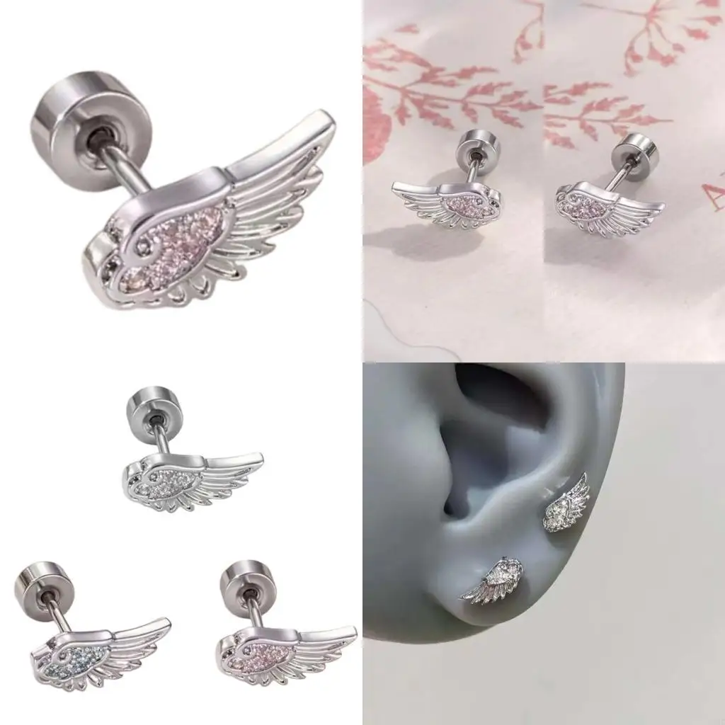 195C Everyday Wear Wing Cartilage Studs Comfortable Fit Sturdy Alloy Suitable Any Occasions Use