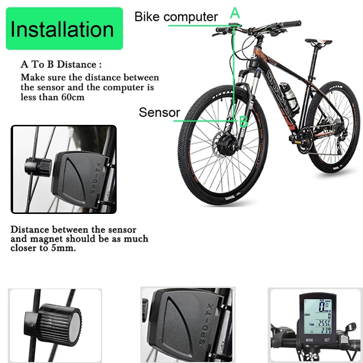 Amazon Waterdichte Fiets Computer Lcd Backlight Stopwatch Draadloze Fietsen Fiets Computer Snelheidsmeter Kilometerteller Computer