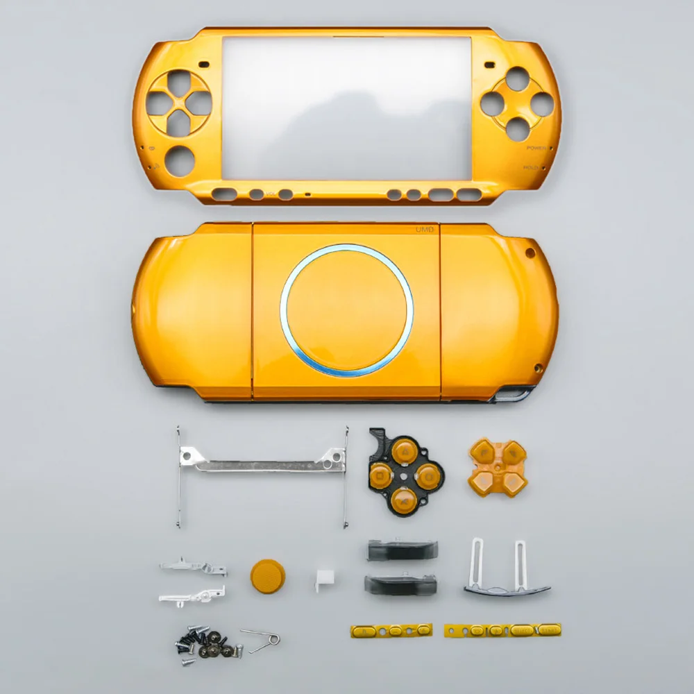 Yellow For PSP 3000 Repair Parts Replacement Housing Shell Faceplate Front Bottom Cover Case with Full Buttons Kits Accessories