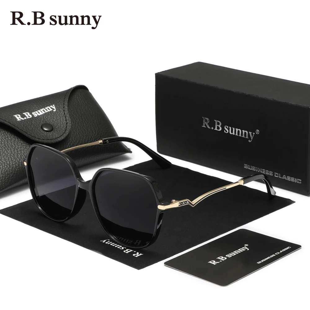 

RBsunny New Large Frame Sunglasses Polarized Anti-UV400 Lens Glasses Women Fashion Gradient Driving Square Ladies Eyewear