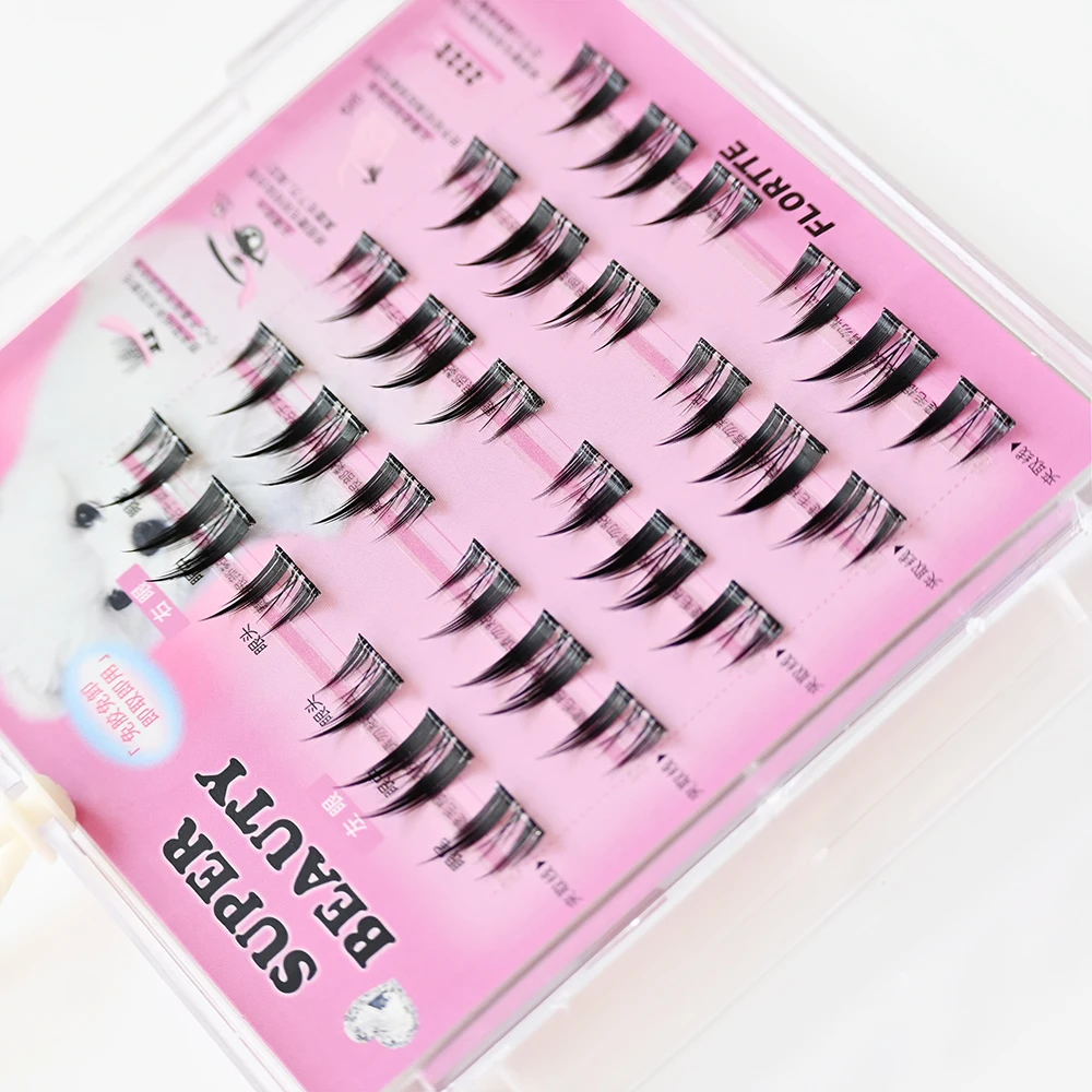 No Glue Self Adhesive Manga Spiky Cat Elf Cluster Lashes 36Pcs No Makeup Remover Required Segmented Dense DIY False Eyelashes