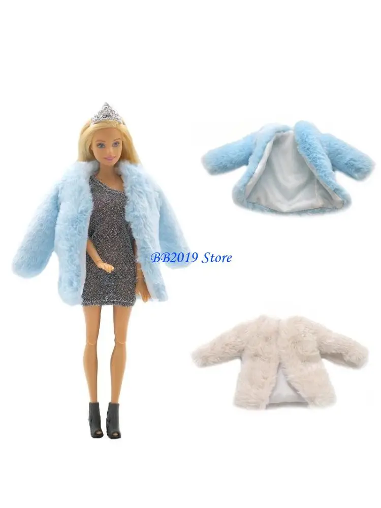 Q0KB 12 pulgadas para ropa muñeca atuendo pelaje piel esponjosa interactiva para niñas cumpleaños