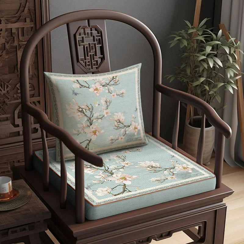 Mahogany sponge seat cushion sofa seat cushion tea cushion dining chair solid wood official hat armchair