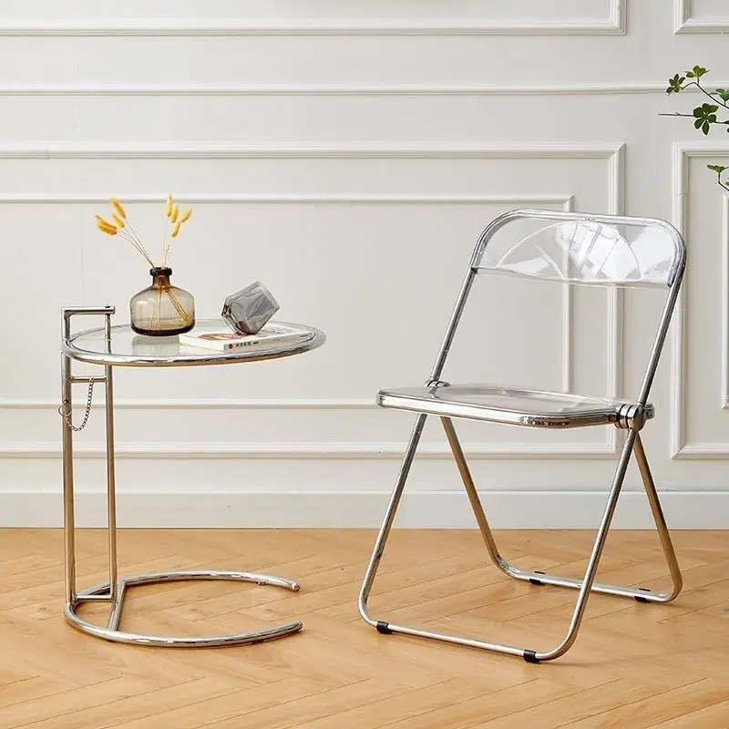 Modern Simple Acrylic Transparent Folding Chair Portable Dining Leisure Chair for Home Living Room Balcony