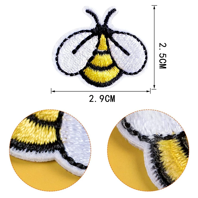 20 PCS Bee Sewing Patches Embroidered Applique Iron On Patches Sew On Decoration For Bags Clothes Jackets DIY Art