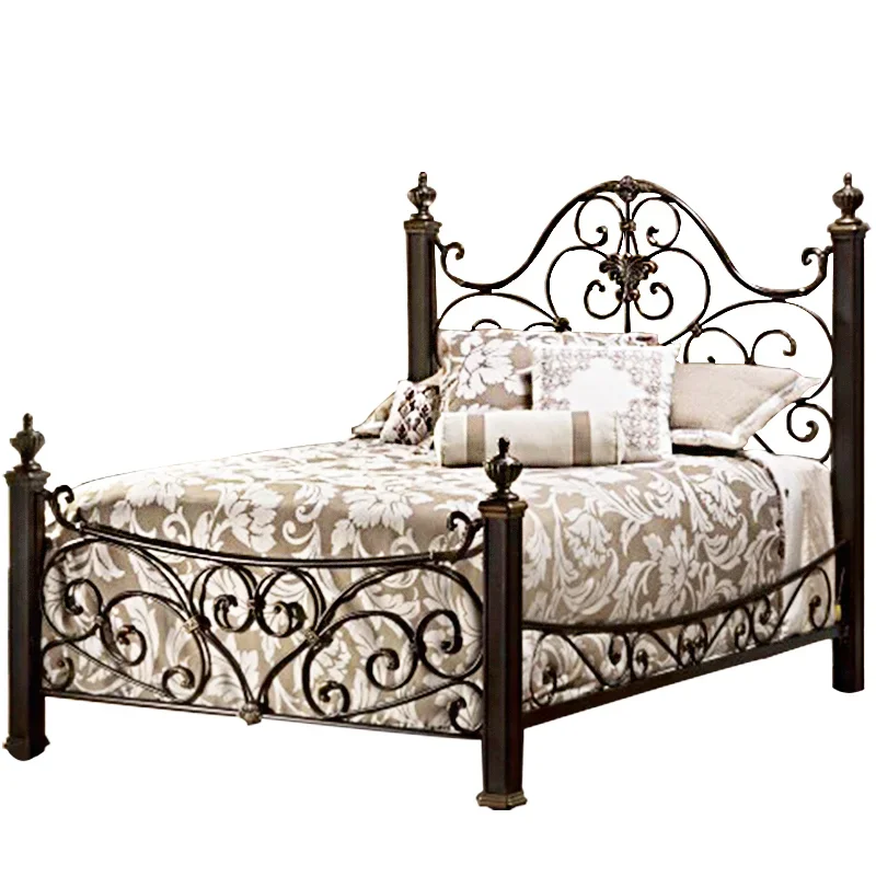 إطارات وقواعد السرير اللوح الأمامي أثاث غرفة نوم سرير الاميرة 180x200 سنتيمتر الفاخرة الملك الحجم سرير مزدوج الرجعية سرير من الحديد المطاوع