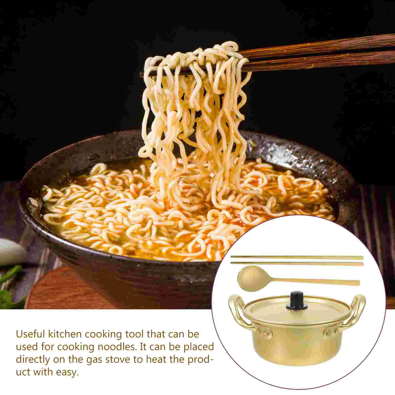 Instant Noodle Pot Aluminum Cooking Korean Soup Ramen Seafood Griddle Pan