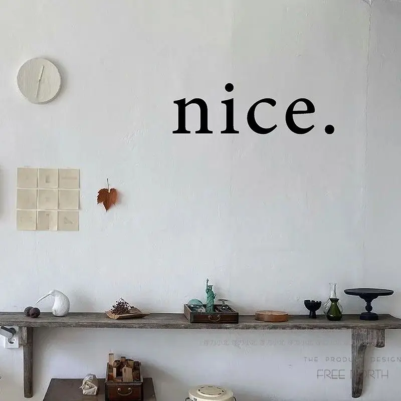 Nice Simple English Glass Door Window Decoration Wall Stickers Clothing Selfie Mirror White Wall