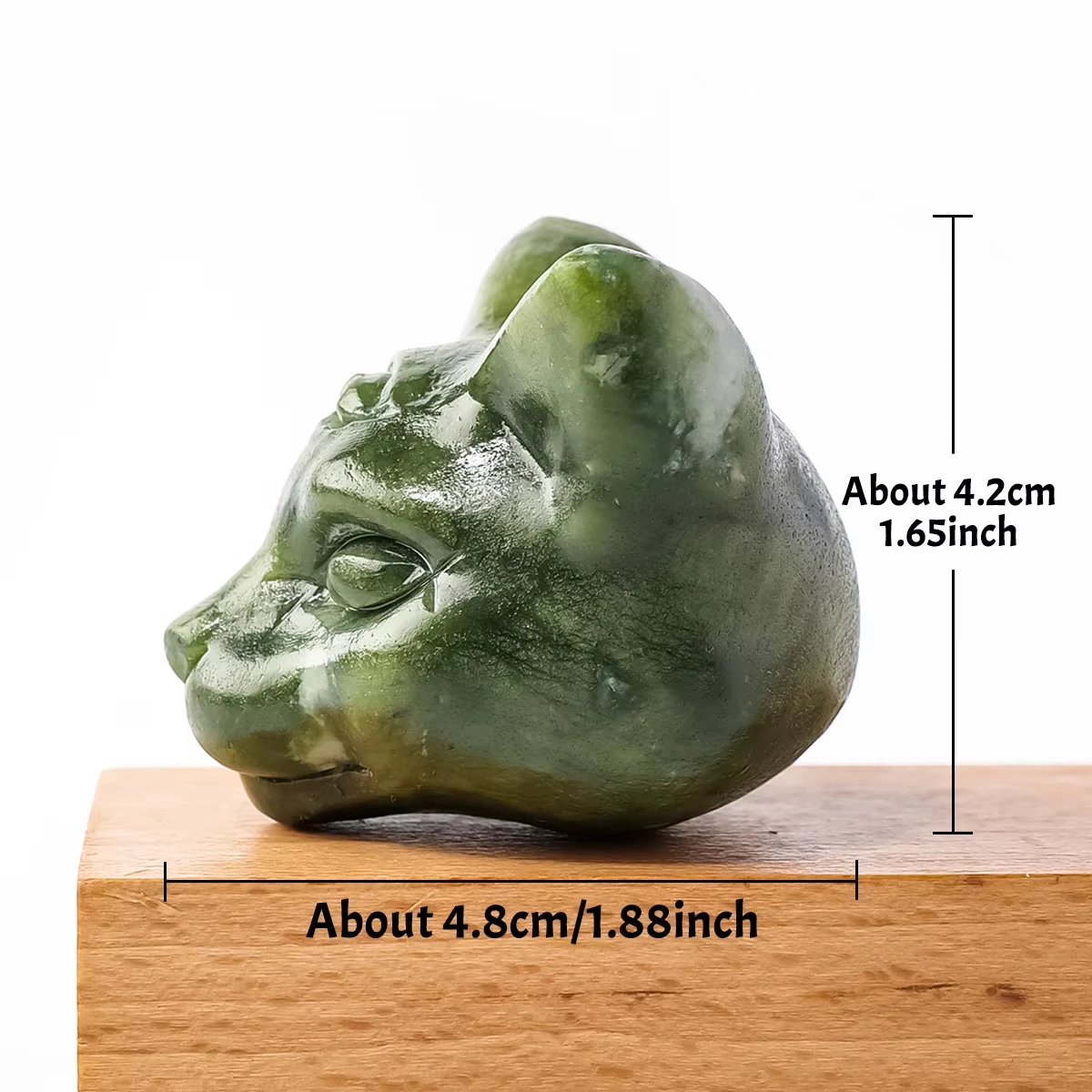 Natural Xiuyan Jade Cat Head Figurine Hand Carved Reiki Healing Crystal Statue Serene Ornament for Home Decor & Spiritual Gift