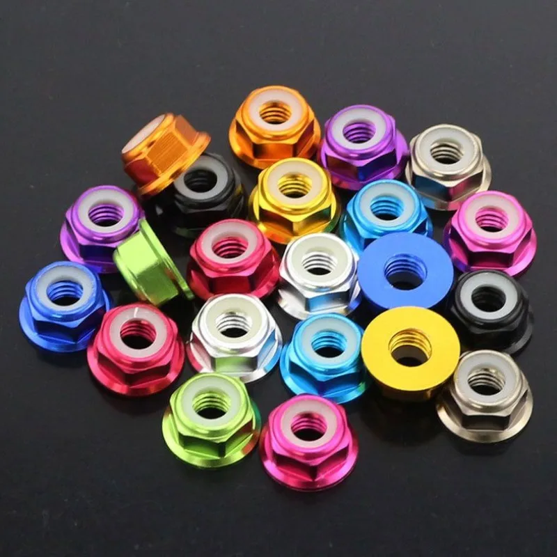 Aluminum Nylon Flange Anti‑Loose Lock Nuts M2 M3 M4 M5 M6 M8 For Machinery Assembly Repair Fasteners