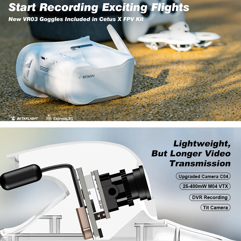 BETAFPV Cetus X FPV Kit Drone de course 3 transmetteur Radio VR03 FPV lunettes C04 RC quadrirotor Mini Drone jouets comme cadeau