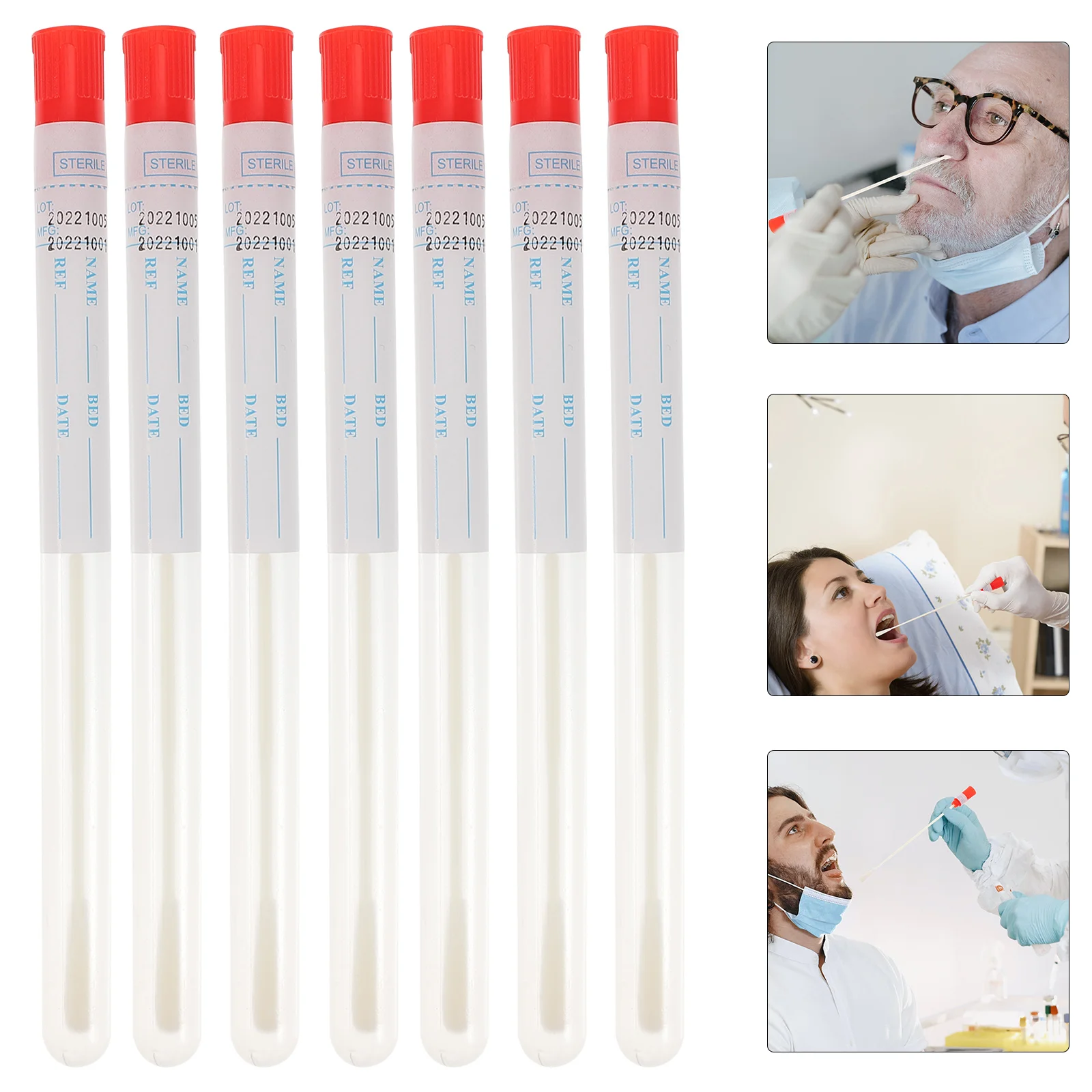 50 conjuntos de cotonete de amostragem portátil multi-função faringe acessório fornecimento branco