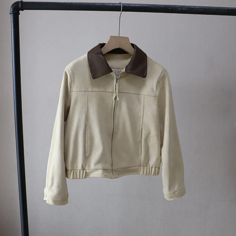 Zekye 2025 الخريف والشتاء جديد الكورية نمط الموضة المرقعة فضفاض التخسيس تنوعا سترة قصيرة ملابس خارجية نسائية #4