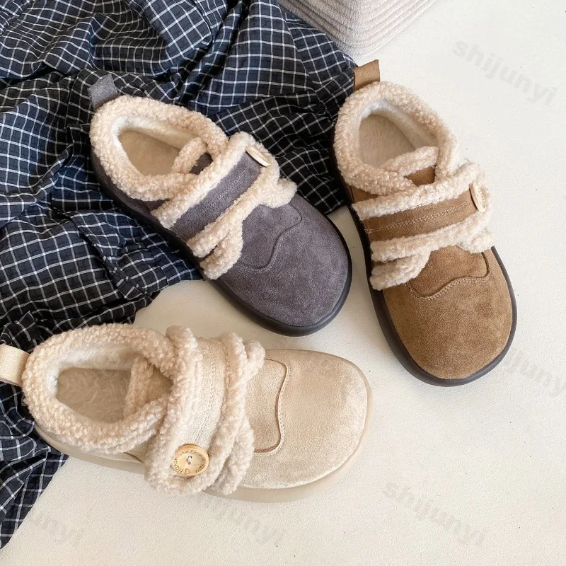 

Women's Cotton Shoes Winter New Vintage Thicken Plush Outdoor Non Slip Warm Shoes Lightweight Comfortable Soft Sole Casual Shoes