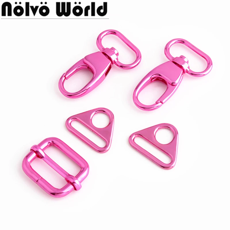 10-40-150PCS Pink Color 25MM Triangle Buckle Tri Glide Hook For Handbag Belt Bags Swivel Lobster Connector Buckle Accessories