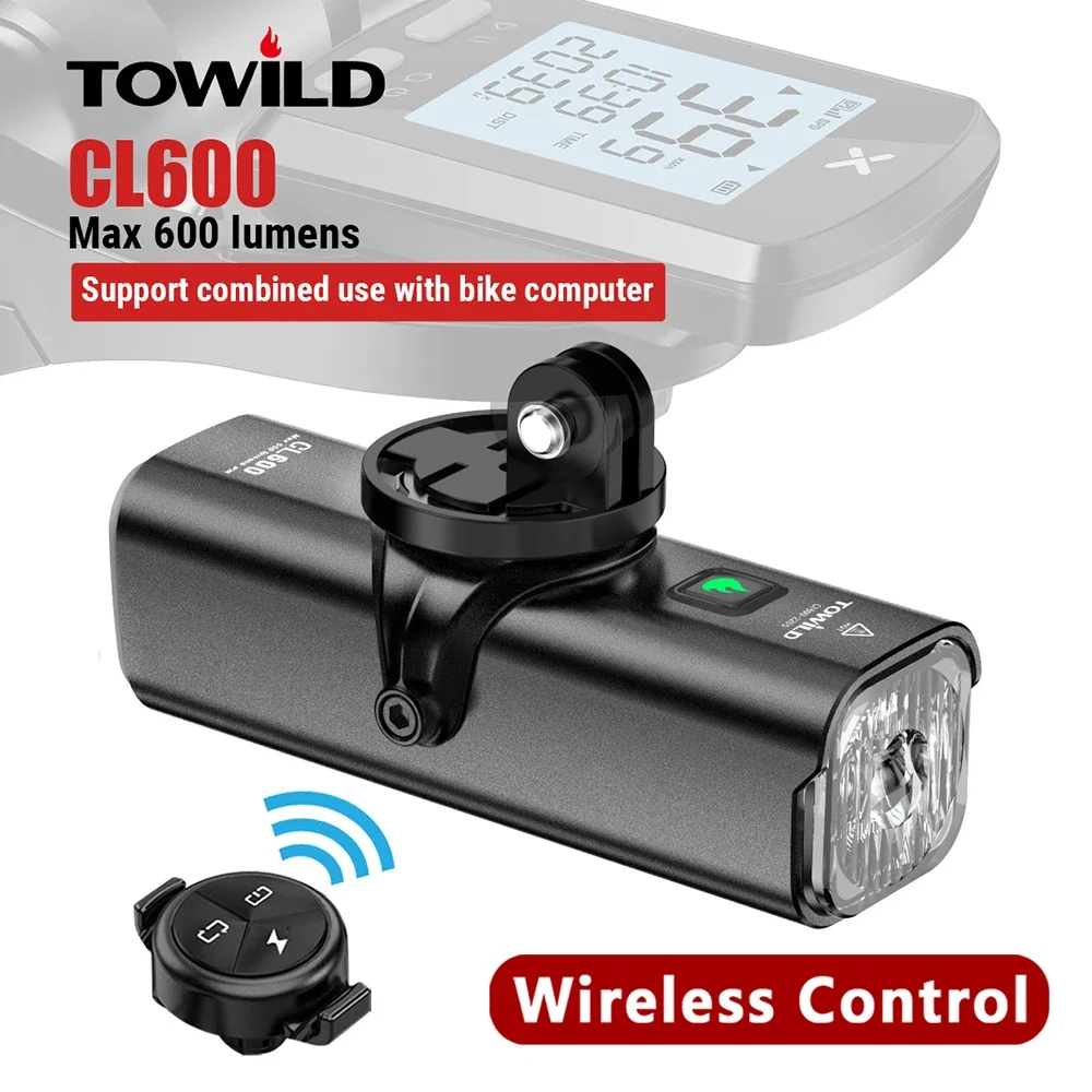 Lampa rowerowa przednia TOWILD CL600LM, ładowana przez USB, LED, 2600mAh, wodoodporna IPX6, akcesoria rowerowe
