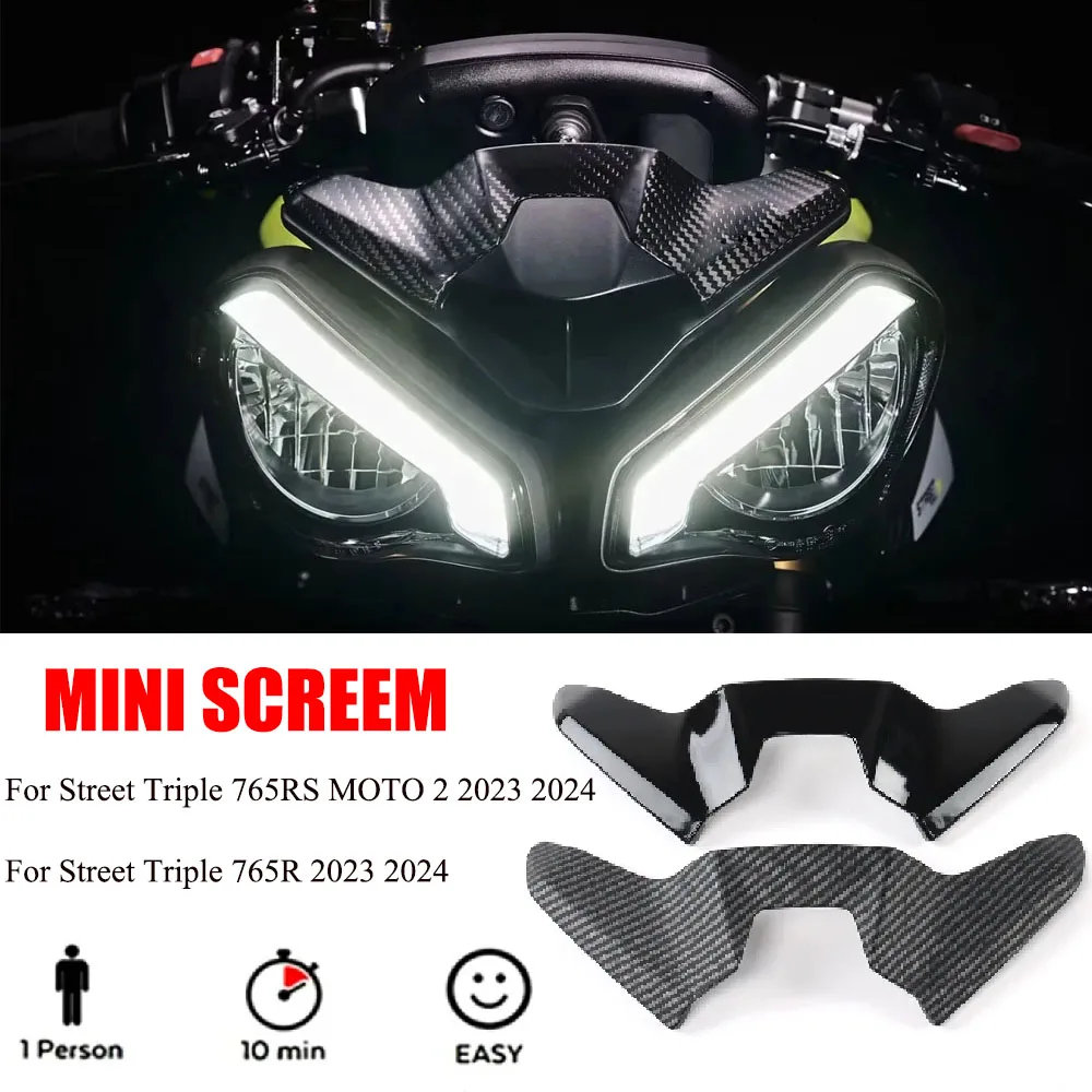 

For Street Triple 765RS MOTO/765R 2023 2024 Motorcycle Accessories Mini Windscreen Fairings Panel Cover MINI SCREEN New Style