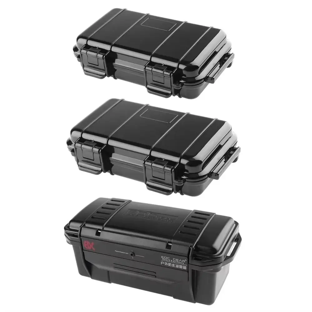 

Portable ABS Sealed Toolbox Shockproof with Foam Lining Equipment Dry Box Waterproof Black Camping Storage Box