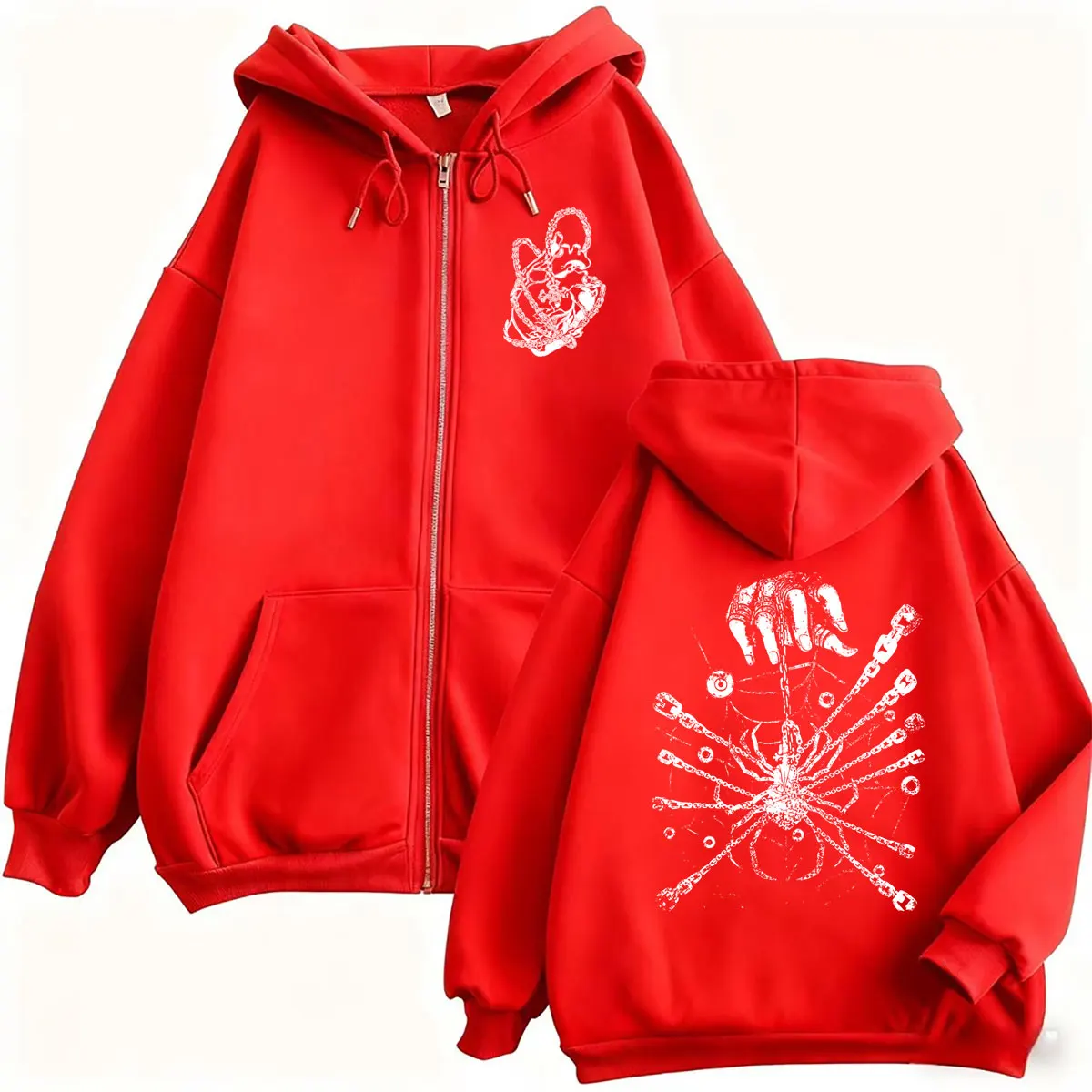 Anime Hunter X Hunter Kurapika Judgment Chain Reißverschluss-Hoodie für Herren und Damen Manga Oversized Streetwear Vintage Zip-Up Jacke Mantel – Detail 5