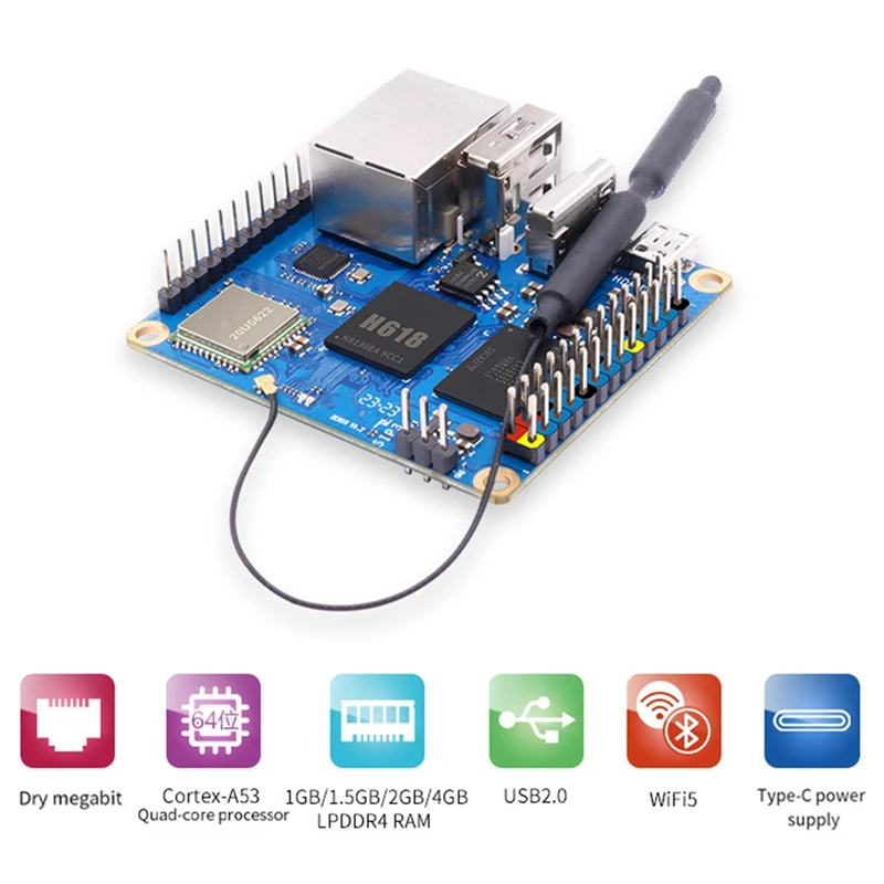 For Orange Pi Zero 3 Development Board 4GB RAM H618 Wifi5+BT 5.0 Gigabit LAN For Android 12 Debian12 Ubuntu22.04