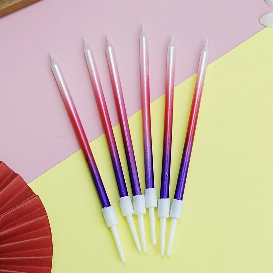 Colorful Gradient Thread Cake Happy Birthday Candle Party Pencil Long Candle Children\'s Princess Festival Event Decoration