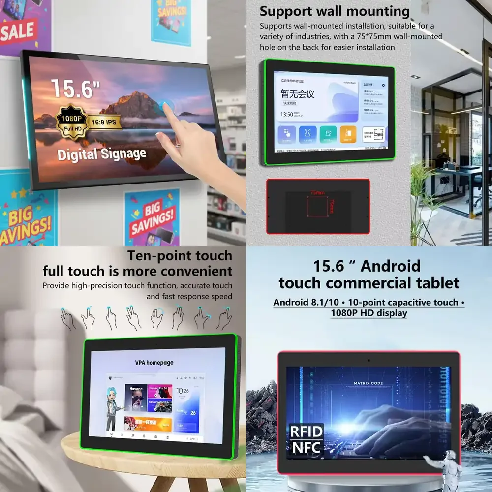 15.6 Inch Digital Poster Signage Display All in One Android Tablet for Kiosk Self Service