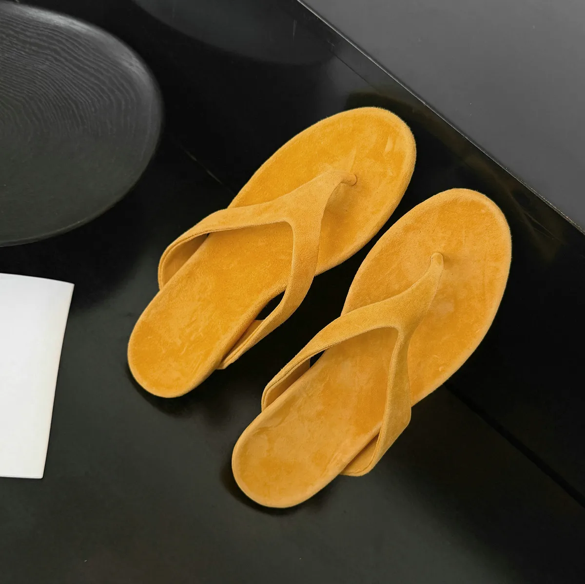 QUTAA 2026 Fashion Flip-flops Women Summer Sandals Flats Heels Slippers Shoes Sheep Suede Round Toe Casual Shoes Dress 34-40
