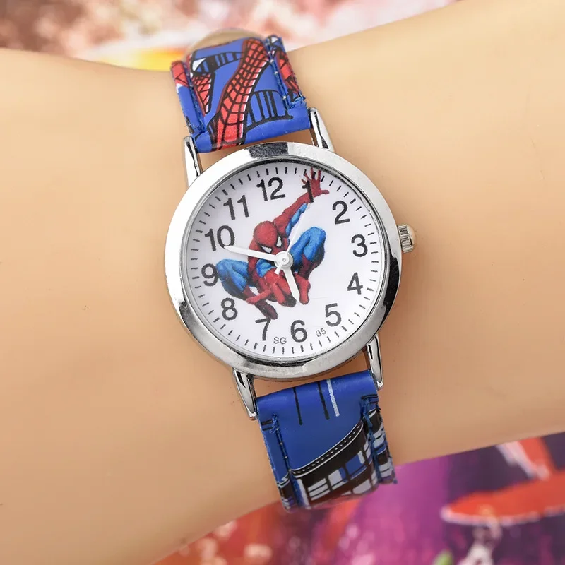 MINISO Disney Spider Children\'s Watches Cute Cartoon Watch Kids Watches Boys Christmas Gift  Leather Quartz Watch