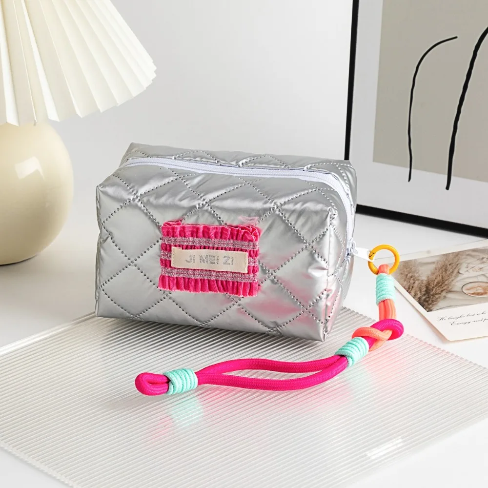 

Large Capacity PU Makeup Bag Carry-on with Hanging Rope Travel Toiletry Bag Korean Style Handbag Stationery Pencil Case