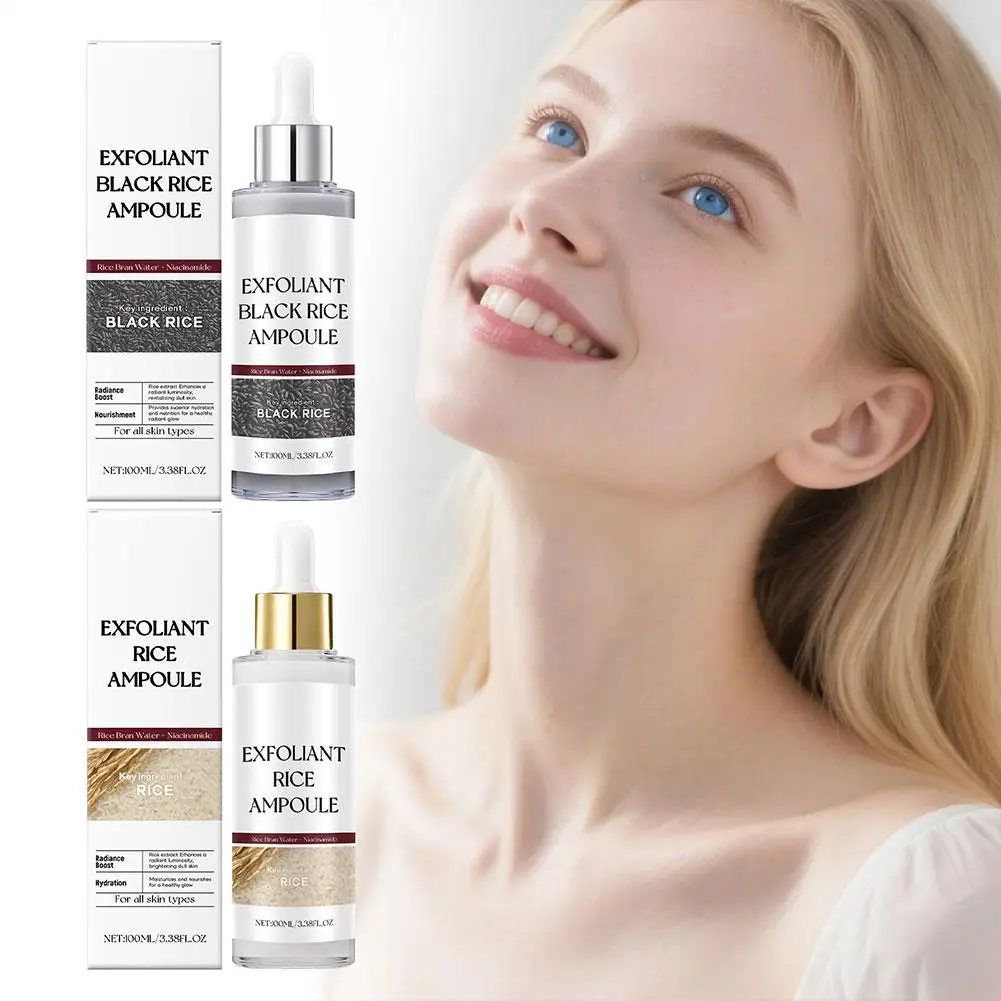 Exfoliante, ampolla de arroz negro, esencia para el rostro, ilumina la reparación de la piel, cuerpo suave, cara, piel muerta, eliminador de células, colágeno, cuidado de la piel