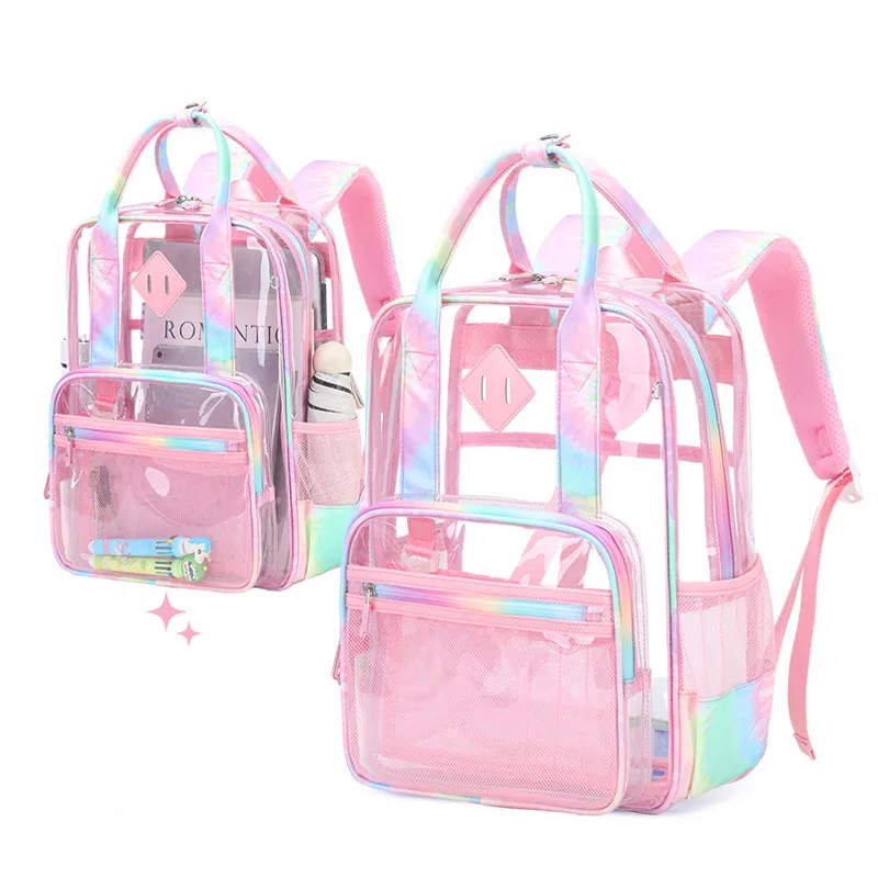 

Clear Backpack, Children's Back-to-School Backpack, Large Capacity Portable School Bags, PVC Transparent Bookbag for Girls