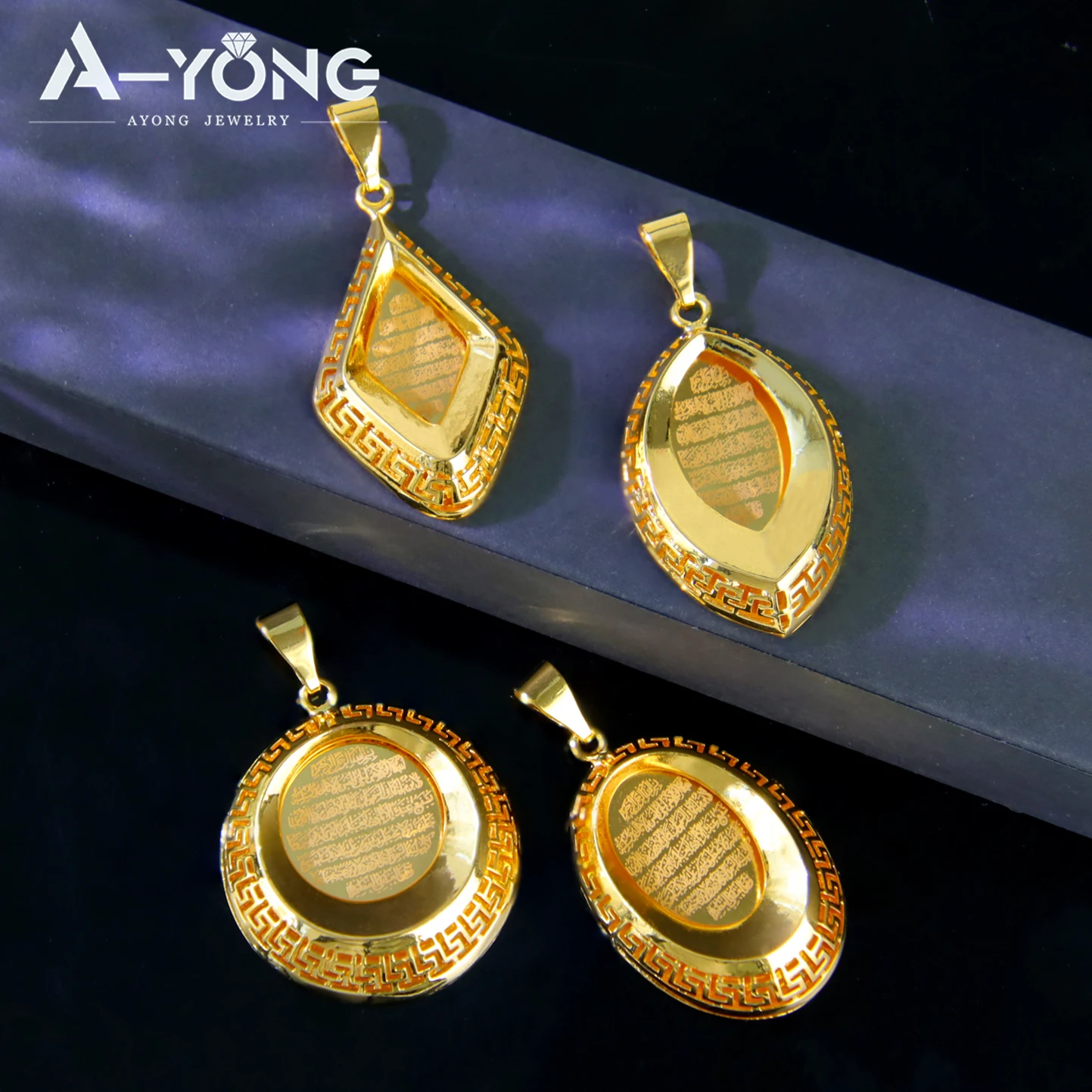 Luxury Gold Color Allah Pendants 18k Gold Plated Oval Arab Fashion Unique Necklace Pendant Dubai Women's Men's Vintage Jewelry