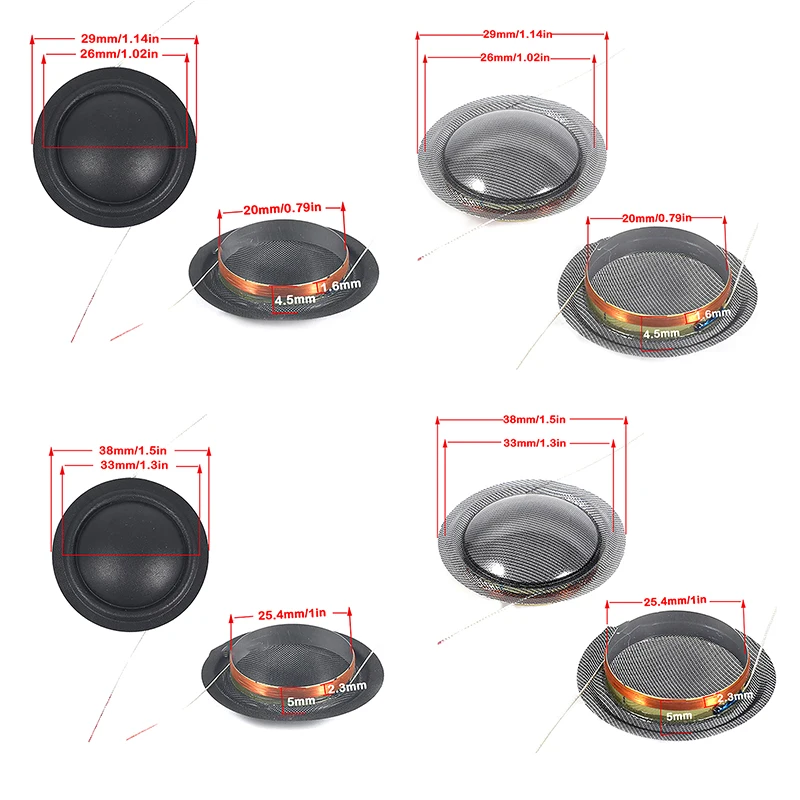 1PC 19mm 25mm Tweeter Voice Coil Silk Diaphragm Membrane Treble Speaker Repair Parts Accessories