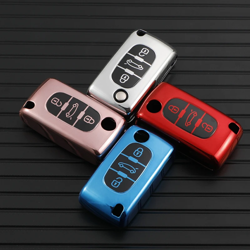 For Peugeot 107 207 307 308 407 607 206 4007 3008 5008 For Citroen C2 C3 C4 C5 C6 C8 2/3 Buttons TPU Car Remote Key Case Cover