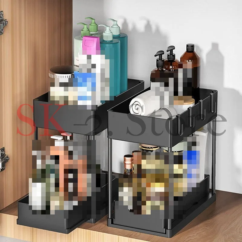 Kitchen sink hygienic simple H-shaped rack pull-out storage rack
